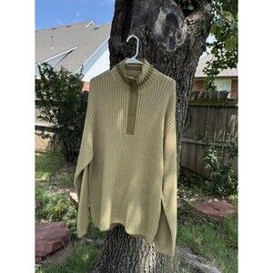 Shabby Chic Tommy Bahama XL Half Zip Fisherman’s Sweater Cotton Wool Blend Heavy